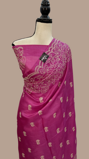Tussar Silk Handloom Banarasi Saree With Chikankari - The Handlooms