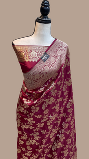 Pure Katan Silk Banarasi Handloom Saree - All Over Jaal Work - The Handlooms