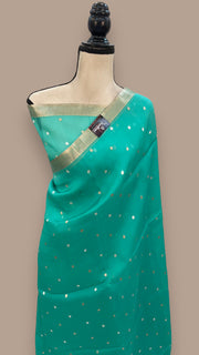 Turquoise Pure Kora Handloom Banarasi Saree - The Handlooms