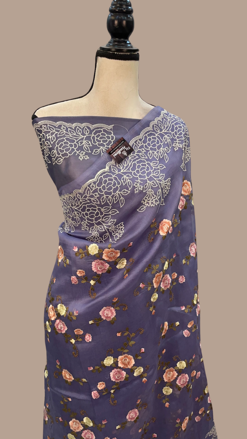 Organza Chikankari Handloom Banarasi Saree - The Handlooms