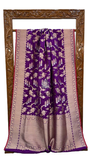 Pure Katan Silk Banarasi Handloom Saree - All over Sona Roopa Jaal work - The Handlooms