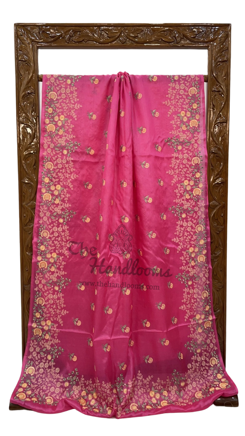 Tussar Silk Handloom Banarasi Saree With Chikankari - The Handlooms