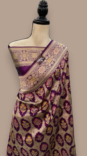 Pure Katan Silk Banarasi Handloom Saree - All over Jaal work with Meenakari - The Handlooms