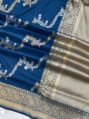 Pure Katan Silk Banarasi Handloom Saree - All over Sona Roopa kadiyal Jaal work - The Handlooms