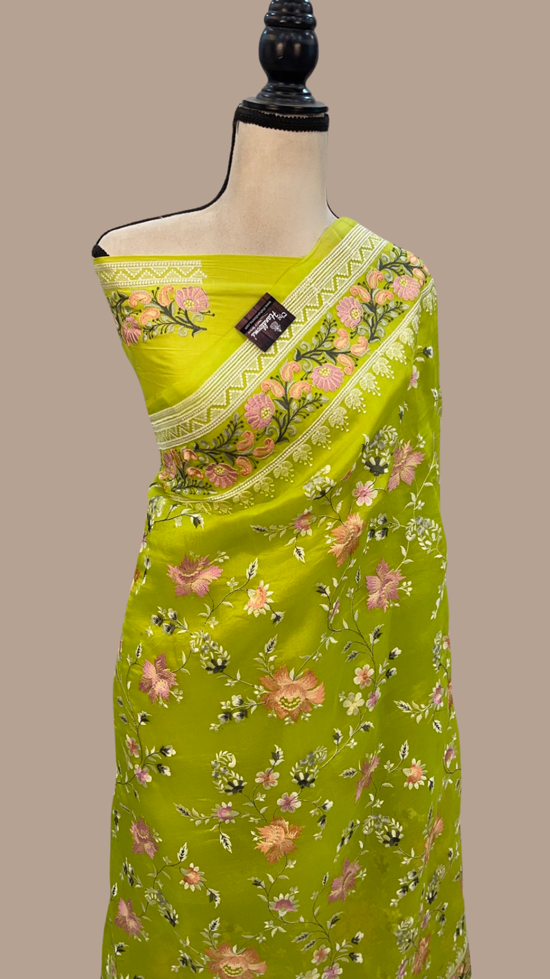 Organza Chikankari Handloom Banarasi Saree - The Handlooms