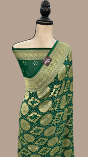 Pure Georgette Banarasi Bandhej Handloom Saree - The Handlooms