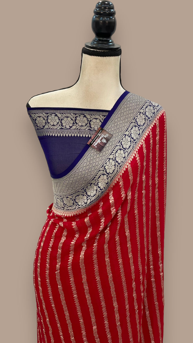 Khaddi Georgette Banarasi Saree - water zari - The Handlooms