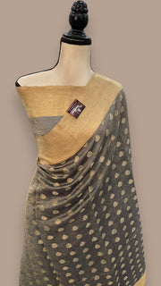 Pure Kora Tissue Crush Handloom Banarasi Saree - The Handlooms