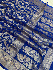 Pure Katan Silk Banarasi Handloom Saree - All Over Jaal Work - The Handlooms