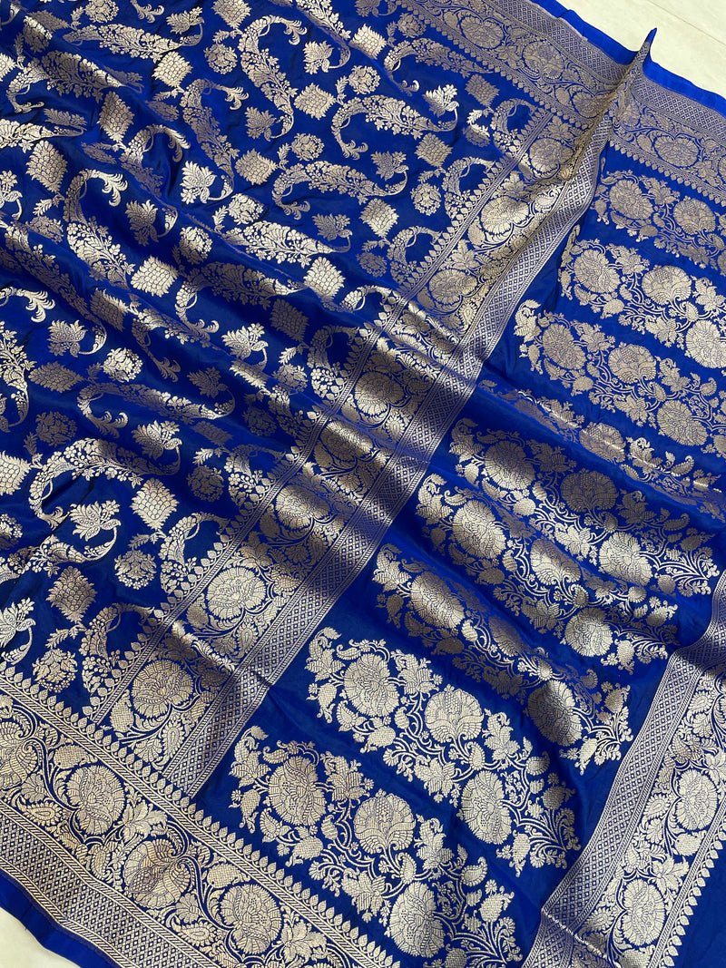 Pure Katan Silk Banarasi Handloom Saree - All Over Jaal Work - The Handlooms