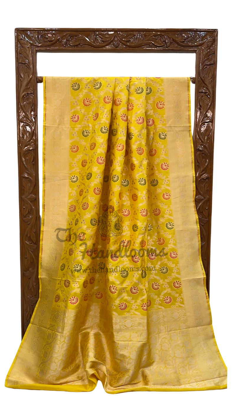 Pure Katan Silk Banarasi Handloom Saree - All over Jaal work - With Meenakari - The Handlooms