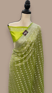 Pure Kora Tissue Crush Handloom Banarasi Saree - The Handlooms