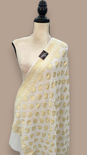 Pure Khaddi Georgette Dupatta with water zari - The Handlooms