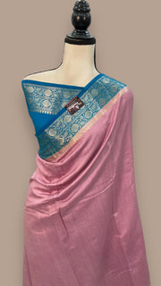 Pink Pure Chiniya Silk Khaddi Handloom Banarasi Saree - The Handlooms
