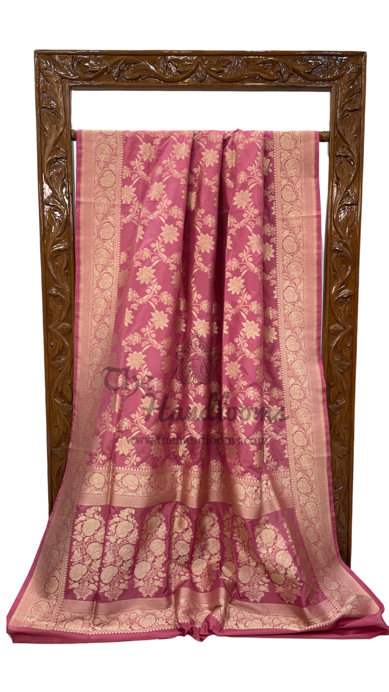 Pure Katan Silk Banarasi Handloom Saree - All Over Jaal Work - The Handlooms