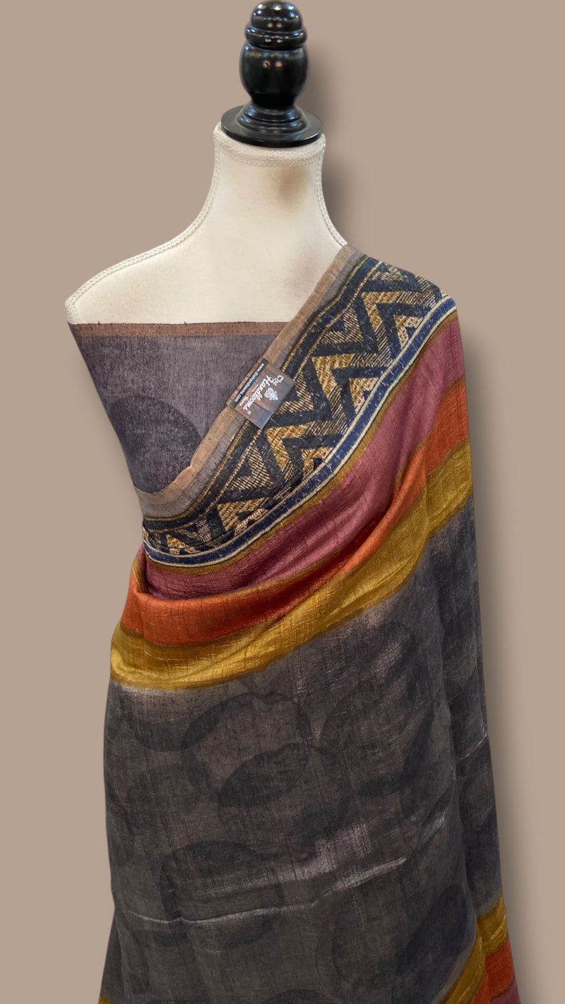 Pure Tussar Silk Handloom Banarasi Saree