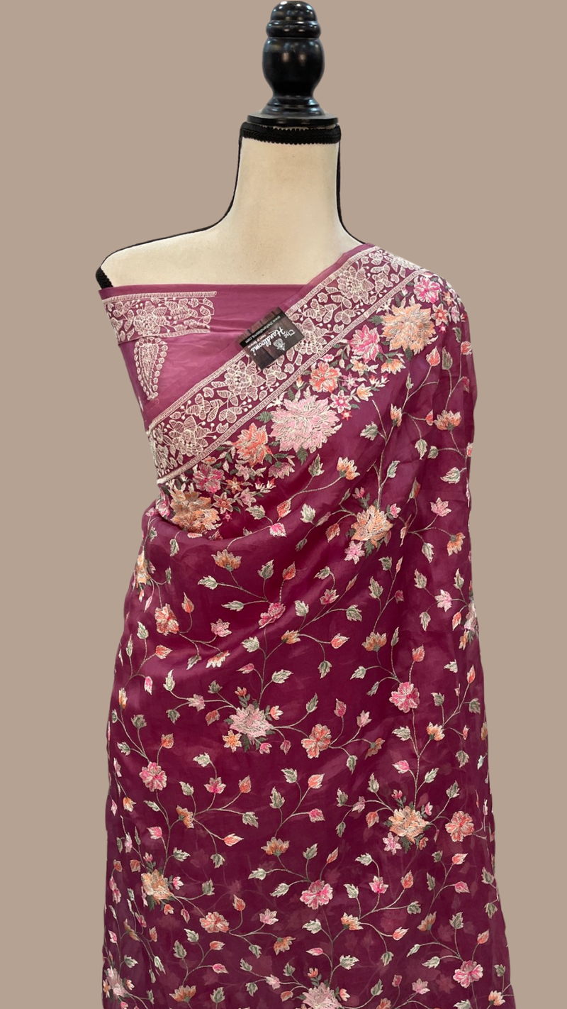 Pure Organza Chikankari Handloom Banarasi Saree - The Handlooms