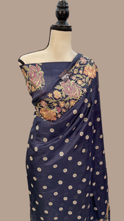 Tussar Silk Handloom Banarasi Saree With Chikankari - The Handlooms