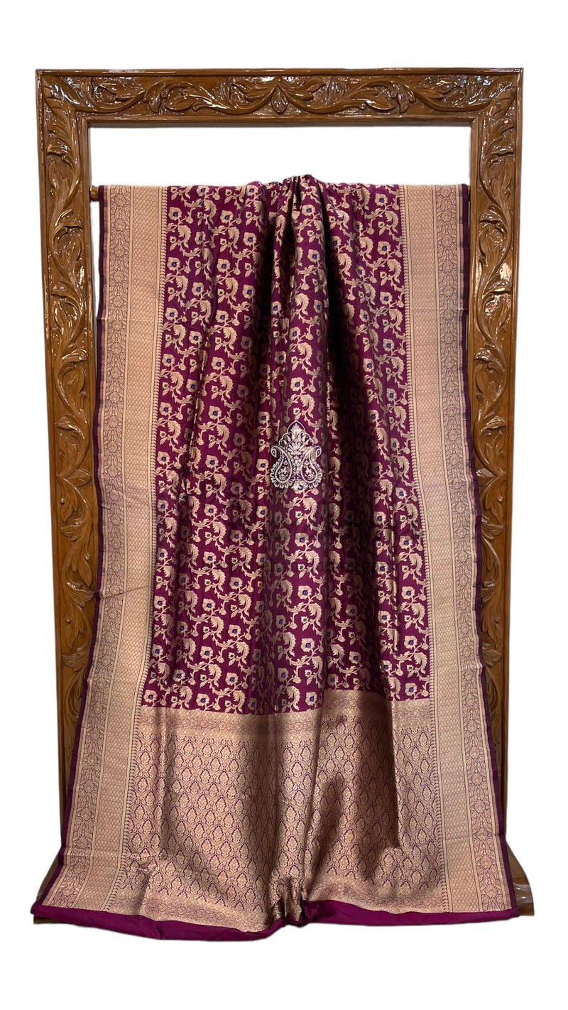 Pure Katan Silk Banarasi Handloom Saree - All over Jaal work with Meenakari - The Handlooms