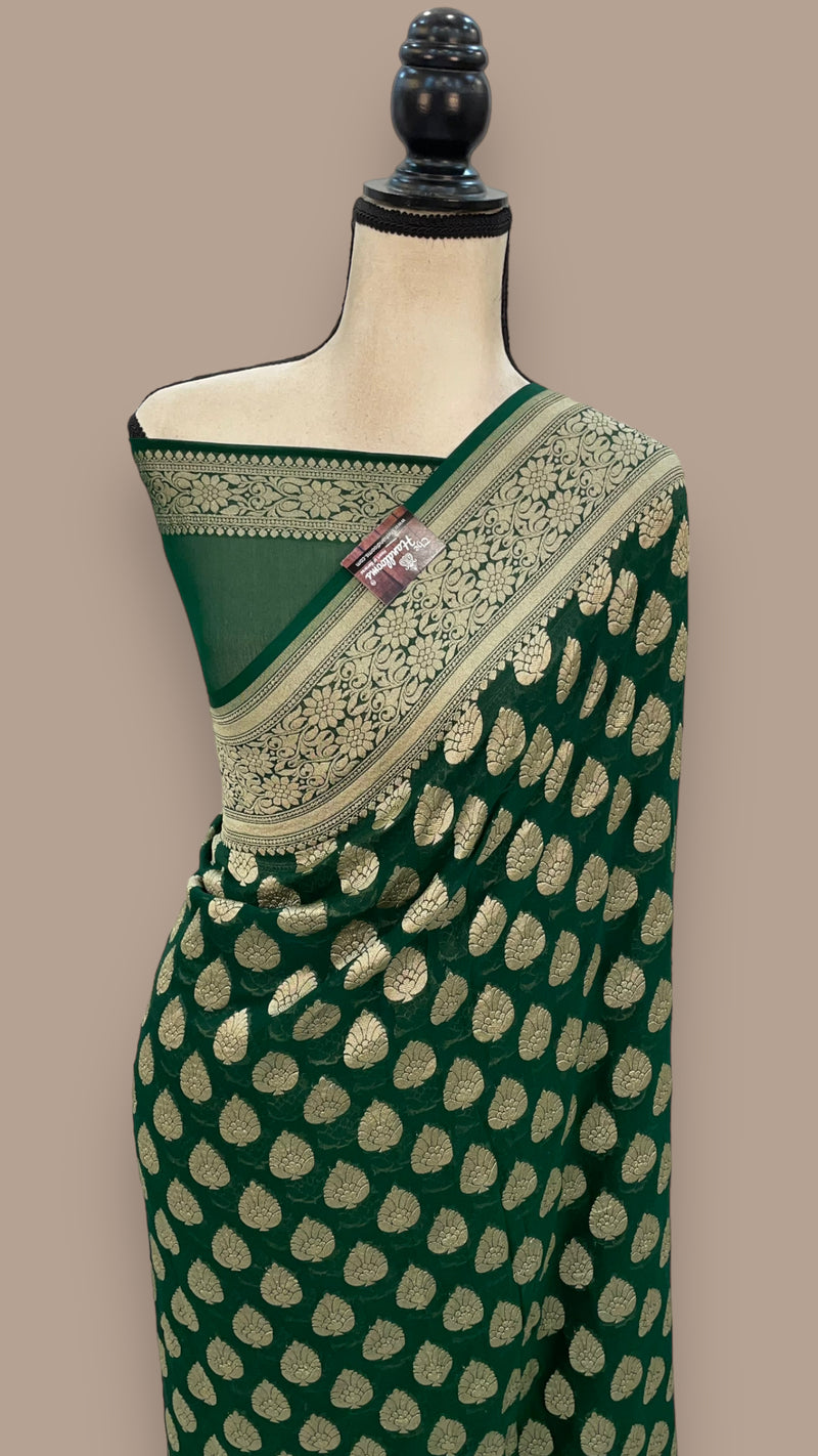 Khaddi Georgette Banarasi Saree -  Gold zari - The Handlooms