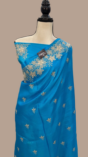 Tussar Silk Handloom Banarasi Saree With Chikankari - The Handlooms