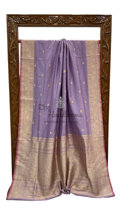 Pure Katan Silk Banarasi Handloom Saree - All over Kadua motifs With Meenakari