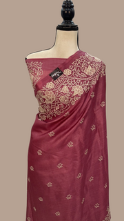 Tussar Silk Handloom Banarasi Saree With Chikankari - The Handlooms