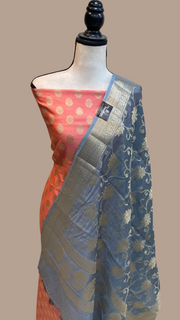 Pure Chanderi Cotton Banarasi Dress material - The Handlooms