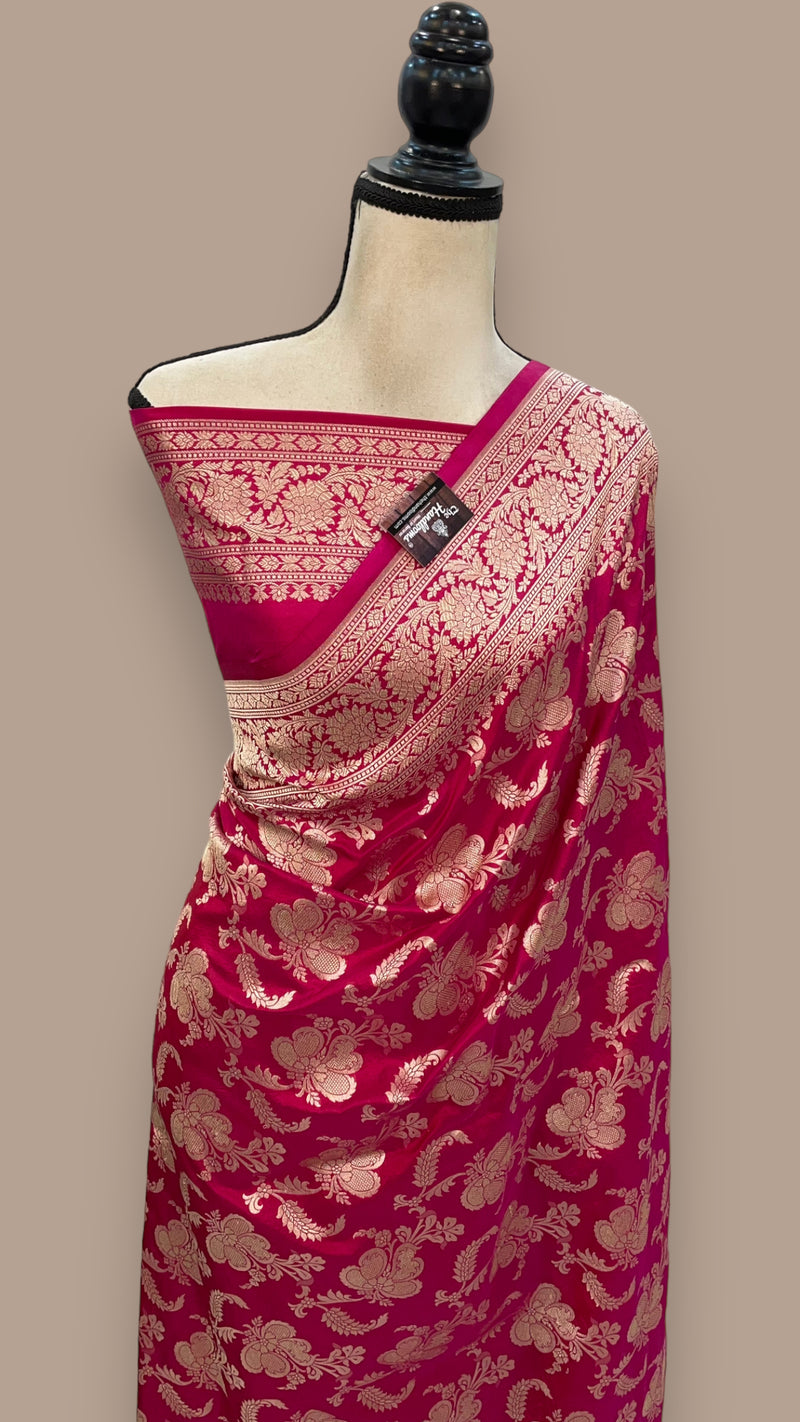 Pure Katan Silk Banarasi Handloom Saree - All Over Jaal Work - The Handlooms