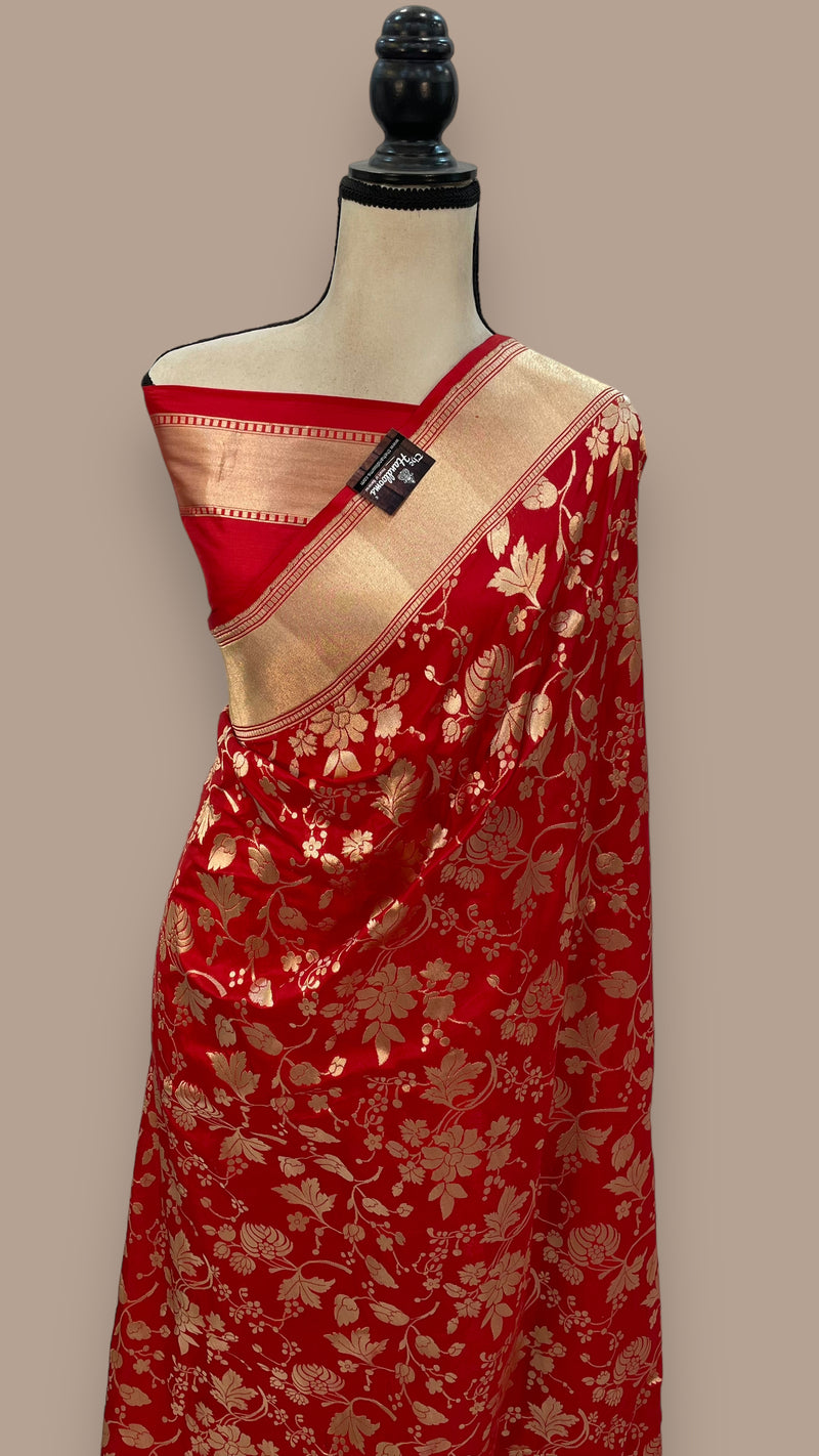 Pure Katan Silk Banarasi Handloom Saree - All over jaal work - The Handlooms