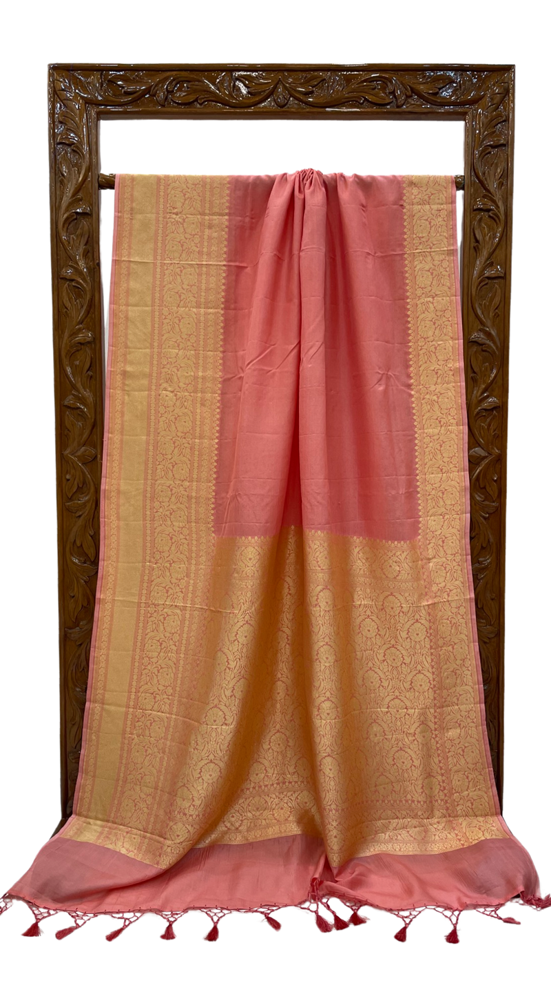 Pure Katan Silk Banarasi Handloom Saree - All over Kadua Plain - The Handlooms