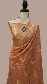 Pure Dupion Silk Banarasi Saree - Gold Zari - The Handlooms