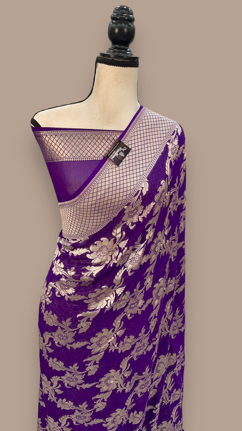 Khaddi Georgette Handloom Banarasi Saree - The Handlooms