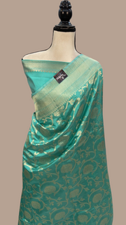 Pure Katan Silk Banarasi Handloom Saree - All over Jaal work - The Handlooms