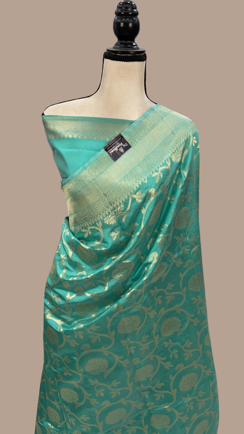 Pure Katan Silk Banarasi Handloom Saree - All over Jaal work - The Handlooms