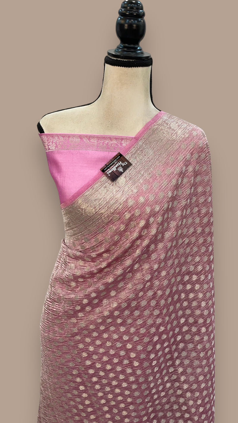 Pure Kora Tissue Crush Handloom Banarasi Saree - The Handlooms