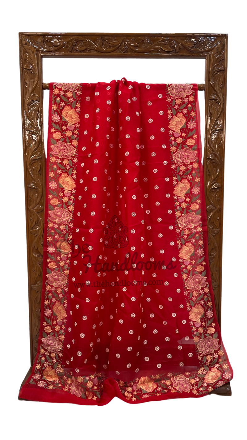 Pure Organza Chikankari Handloom Banarasi Saree - The Handlooms