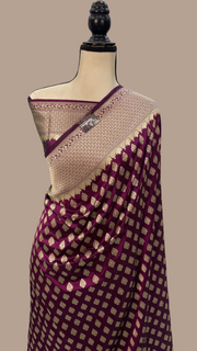 Pure Katan Silk Banarasi Handloom Saree - All Over Jaal Work - The Handlooms