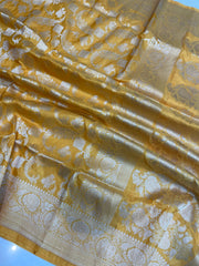 Pure Katan Silk Banarasi Handloom Saree - All Over Jaal Work - The Handlooms