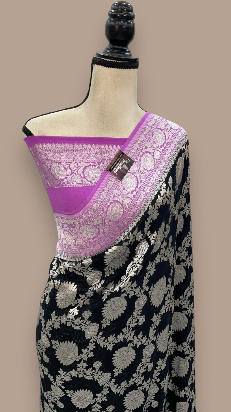 Pure Khaddi Georgette Handloom Banarasi Saree - The Handlooms