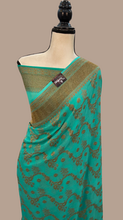 Khaddi Georgette Banarasi Saree -  Antique zari - The Handlooms