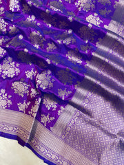 Pure Katan Silk Banarasi Handloom Saree - All over Jaal work - The Handlooms