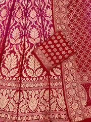 Pure Khaddi Georgette Bandhani Handloom Banarasi Lehenga - The Handlooms