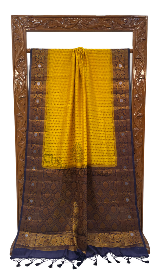 Pure Dupion Silk Banarasi Saree - Antique Zari - The Handlooms