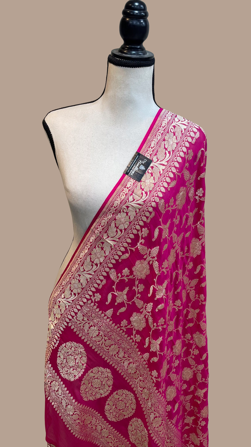 Pure Khaddi Georgette Dupatta - water zari - The Handlooms