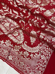 Pure Georgette Banarasi Bandhej Handloom Dupattta - The Handlooms