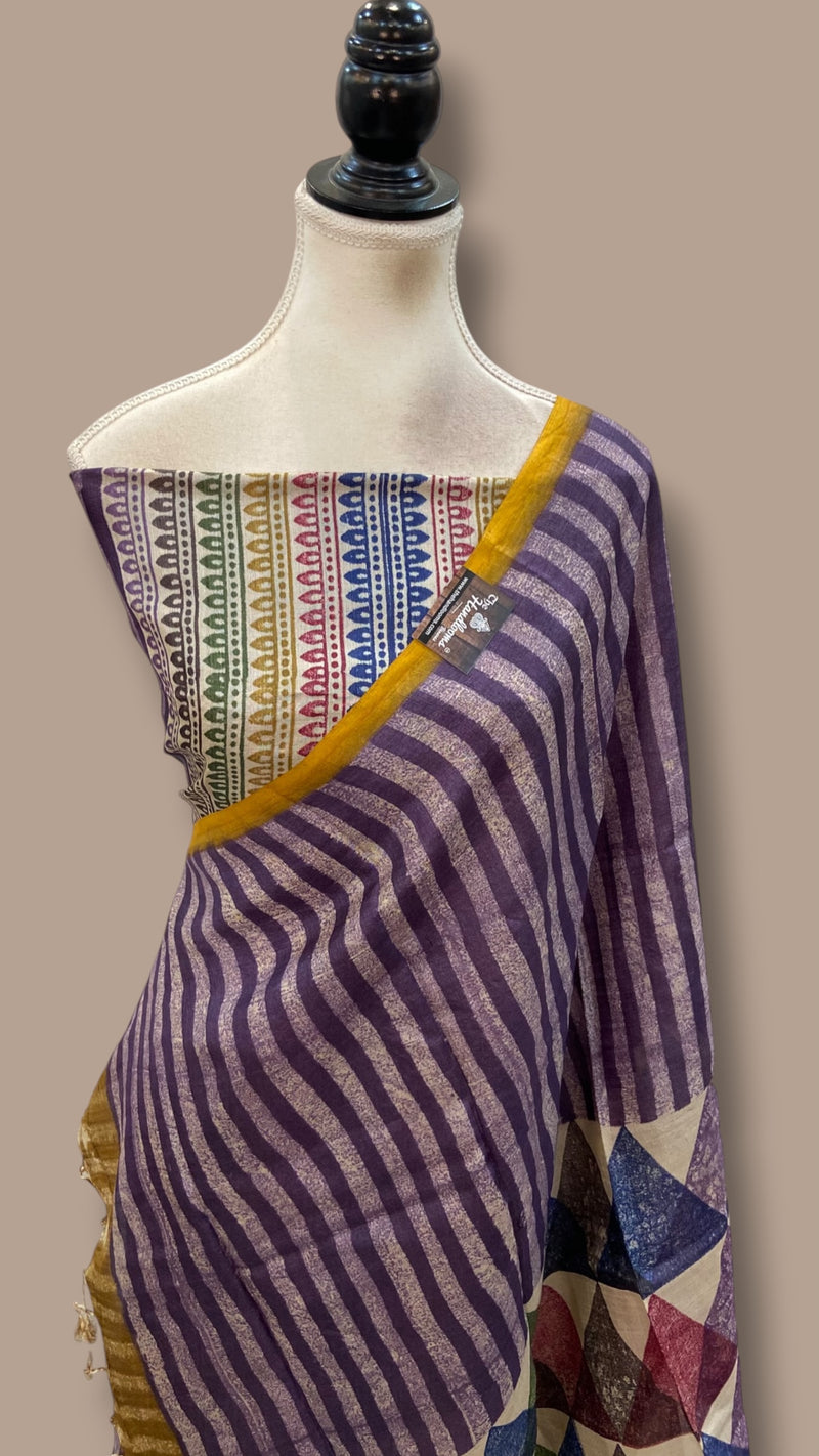 Pure Tussar Silk Handloom Banarasi Dress Material