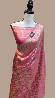 Pure Katan Silk Banarasi Handloom Saree - All Over Jaal Work - The Handlooms