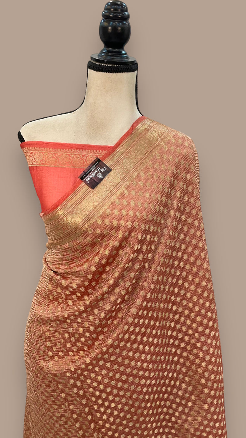 Pure Kora Tissue Crush Handloom Banarasi Saree - The Handlooms