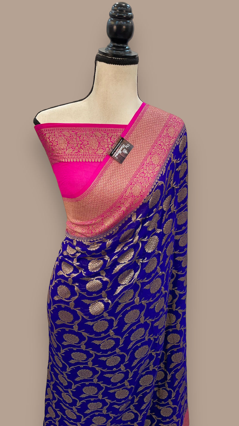 Khadki Georgette Banarasi Saree -  Antique zari - The Handlooms